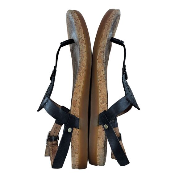 UGG Womens Sandals Auden II Black Leather Thong Size 8.5 Adjustable Ankle Strap - Picture 8 of 11